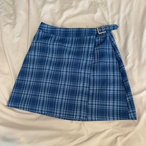 brandy melville blue plaid mini skirt